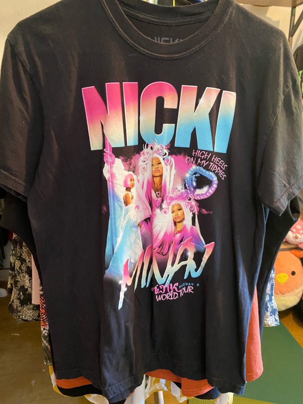 Nicki Minaj Black Tee with Pink and Blue Gradient Logo w/ back hit